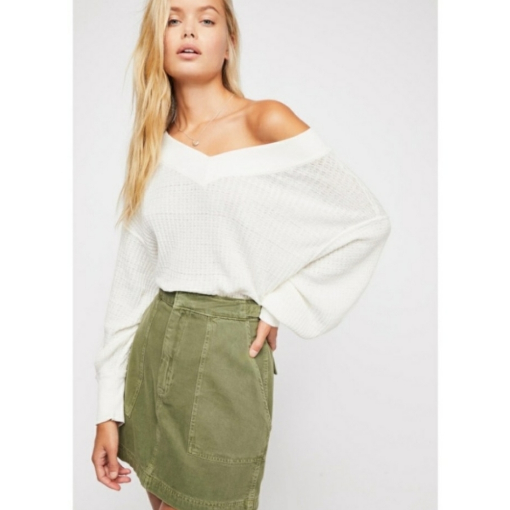 NEW Free People We The Free South Side Thermal Top in white sz XS
